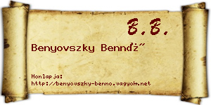 Benyovszky Bennó névjegykártya
